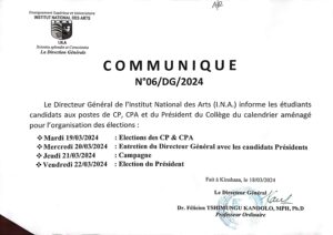 Communique N°06/DG/2024 élection CP, CPA et du Président.