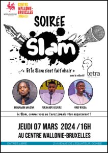Soirée Slam – Poésie avec le collectif tetra jeudi 07 Mars 2024 au centre Wallonie-Bruxelles